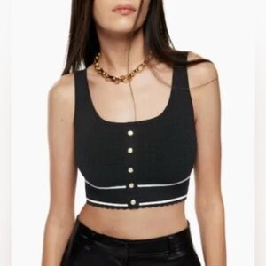Aritzia Babaton Button-Front Knit Crop Top NWT